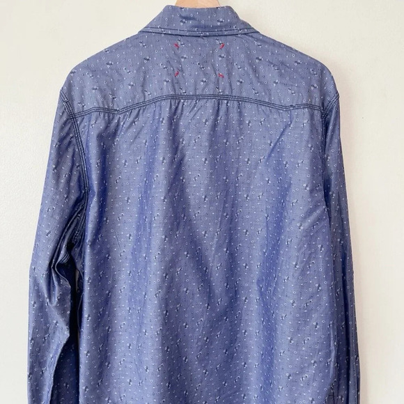 Robert Graham  Mens XL Tailored Fit Botanic Ditsy Blue Button Shirt - Picture 12 of 14